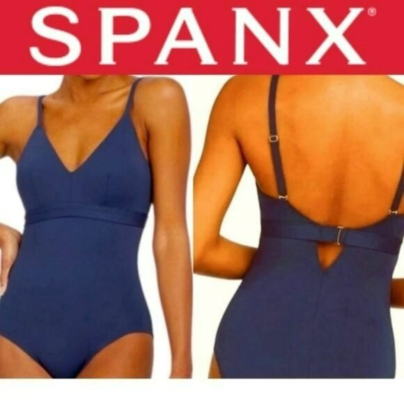 Spanx Classic One Piece Swimsuit Sunkissed Navy 50129R $178 3X Plus NWT - Picture 1 of 10
